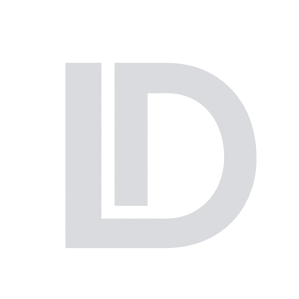 Silver LD monogram used as the personal portfolio logo